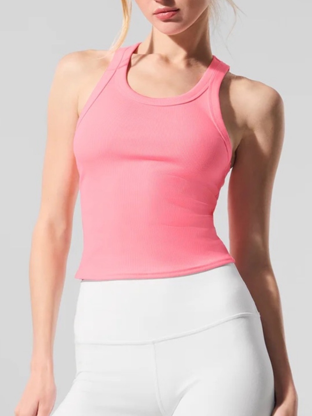 ALO Yoga Goddess Ribbed Go to Tank - RARE Neon Bubblegum pink - XS